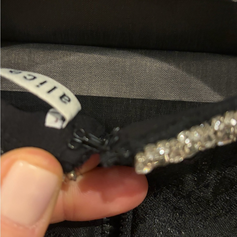 Alice + Olivia Black Mini Dress with Rhinestone Waist - Picture 7 of 11